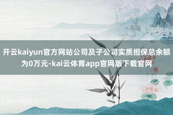 开云kaiyun官方网站公司及子公司实质担保总余额为0万元-kai云体育app官网版下载官网