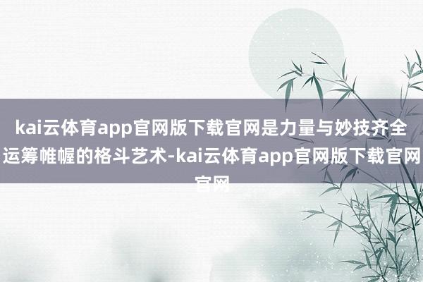 kai云体育app官网版下载官网是力量与妙技齐全运筹帷幄的格斗艺术-kai云体育app官网版下载官网