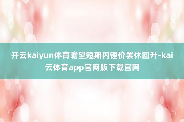 开云kaiyun体育瞻望短期内锂价罢休回升-kai云体育app官网版下载官网
