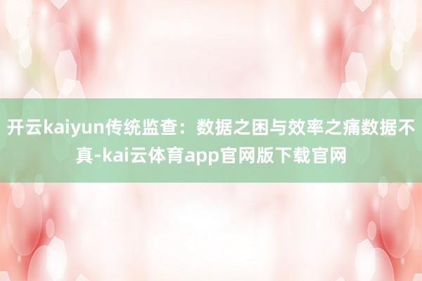 开云kaiyun传统监查:数据之困与效率之痛数据不真-kai云体育app官网版下载官网